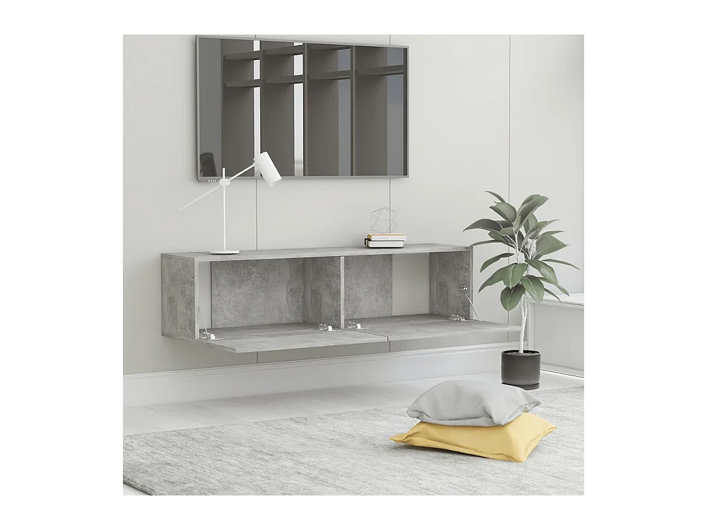 Mitchel  Meuble TV Gris béton 120x30x30 cm Bois d’ingénierie