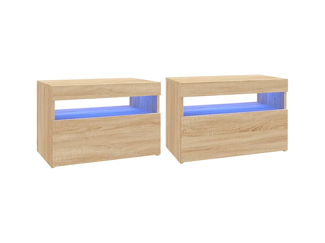 Ilion  Meubles TV avec lumières LED 2 pcs Chêne sonoma 60x35x40 cm