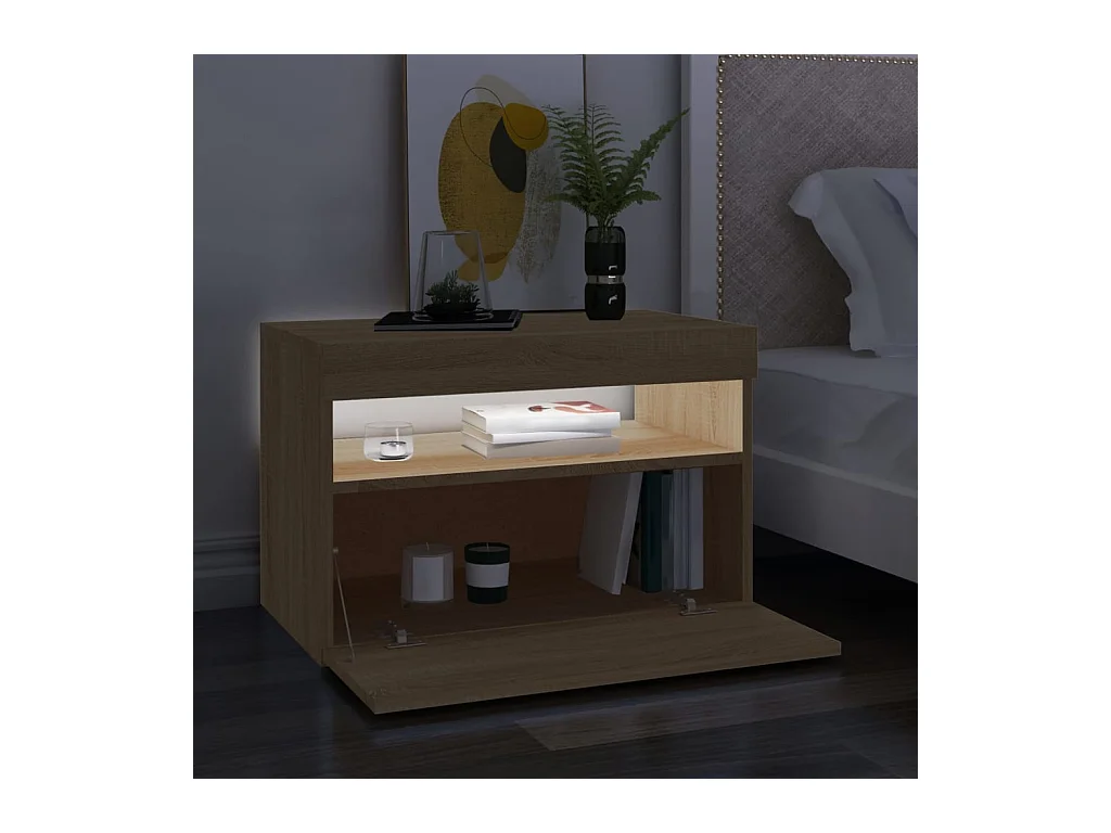 Ilion  Meubles TV avec lumières LED 2 pcs Chêne sonoma 60x35x40 cm