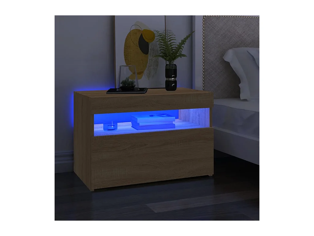 Ilion  Meubles TV avec lumières LED 2 pcs Chêne sonoma 60x35x40 cm