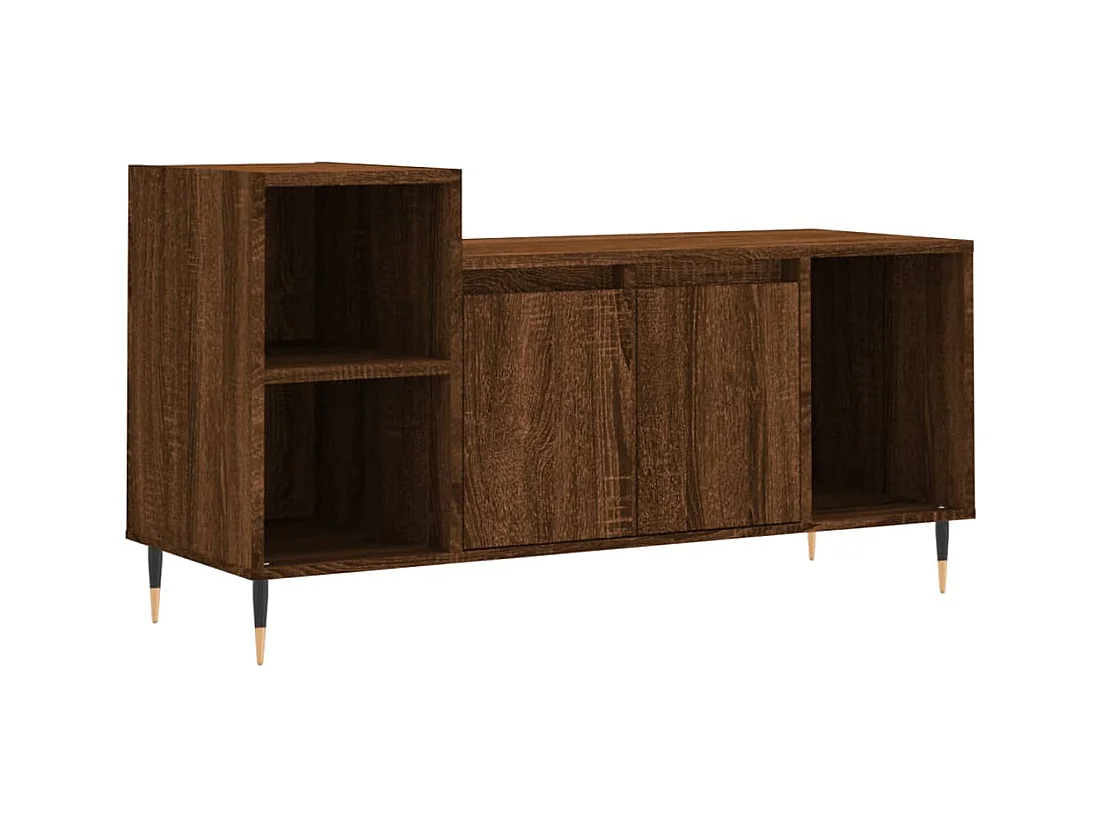 Nyrena  Meuble TV Chêne marron 100x35x55 cm Bois d'ingénierie