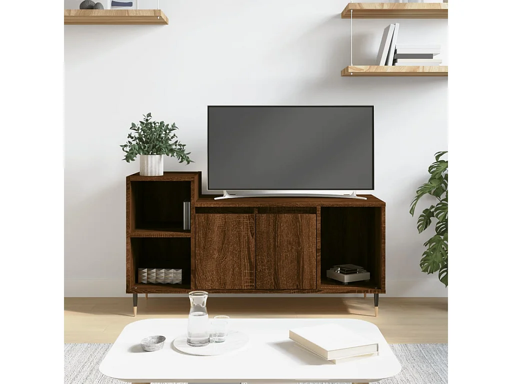 Nyrena  Meuble TV Chêne marron 100x35x55 cm Bois d'ingénierie