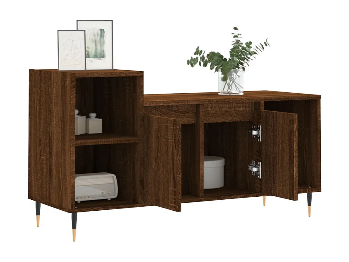 Nyrena  Meuble TV Chêne marron 100x35x55 cm Bois d'ingénierie