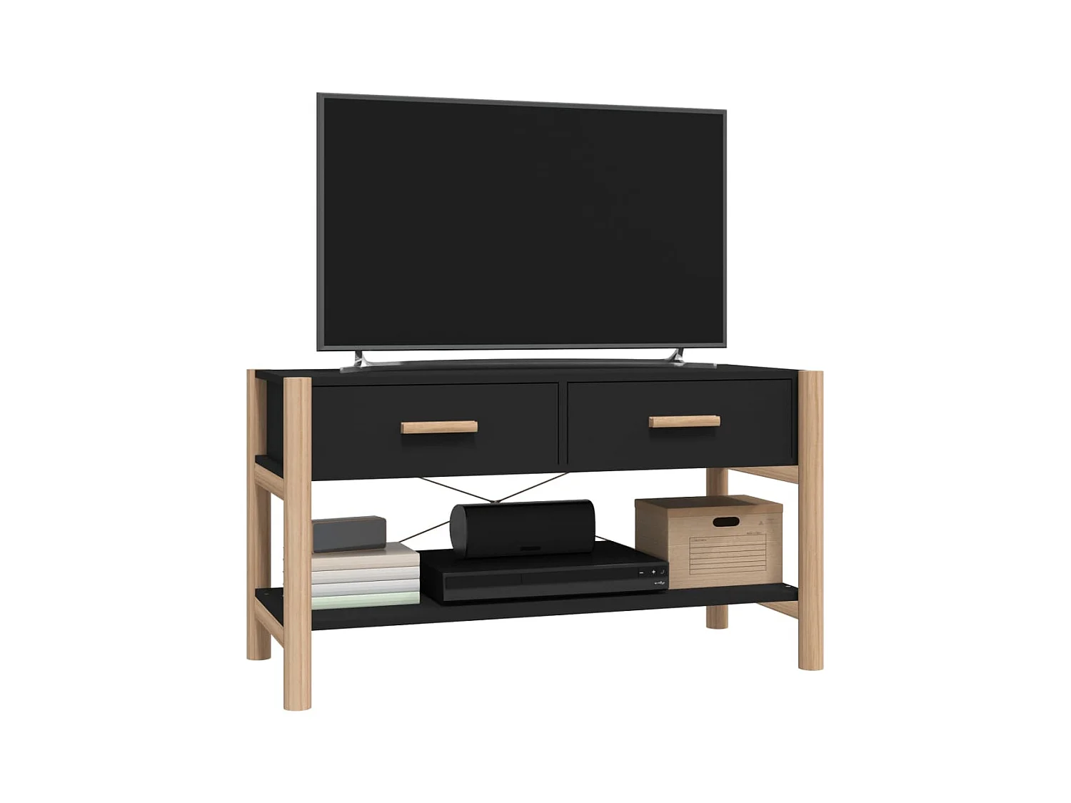 Qirlin  Mueble para TV madera contrachapada negro 82x38x45 cm