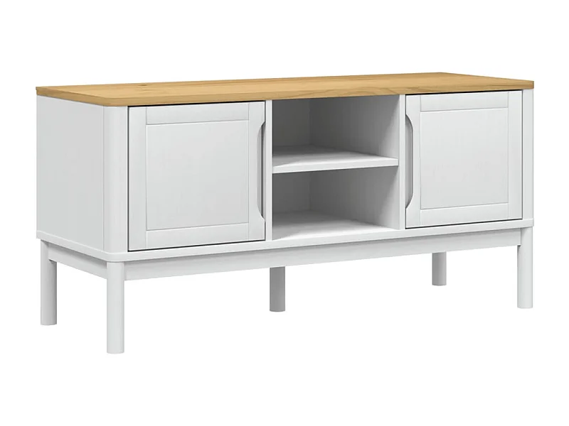 Jacques-Pierrot  Mueble de TV FLORO madera maciza de pino blanco 114x43x55 cm