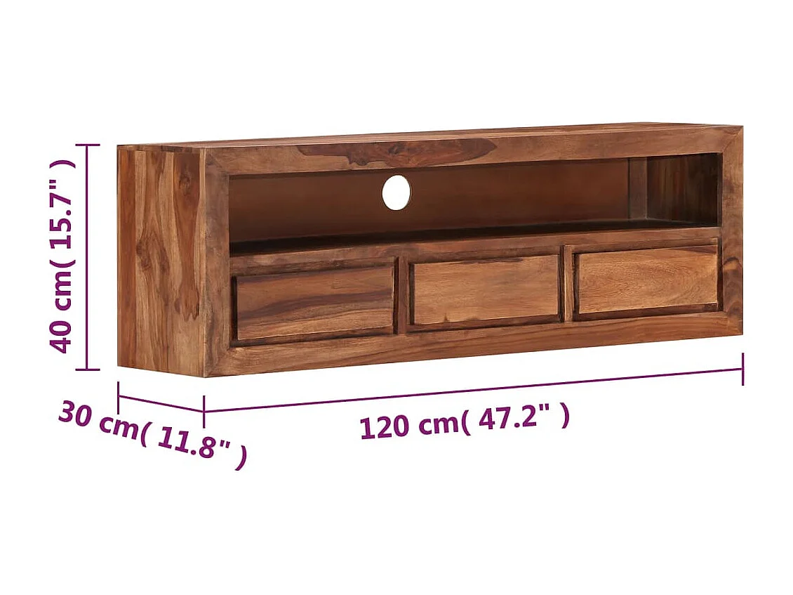 Garden Furniture -  Mueble de TV de madera maciza de acacia 120x30x40 cm