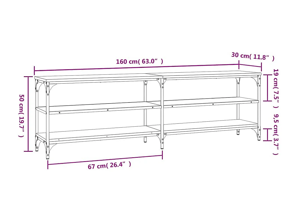 Chiloquin  Meuble TV chêne marron 160x30x50 cm bois d'ingénierie
