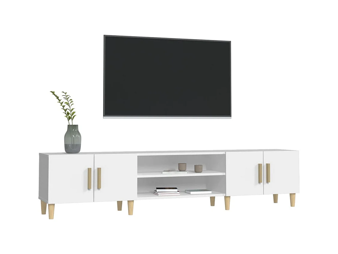 Ylenna  Meuble TV Blanc 180x31,5x40 cm Bois d'ingénierie