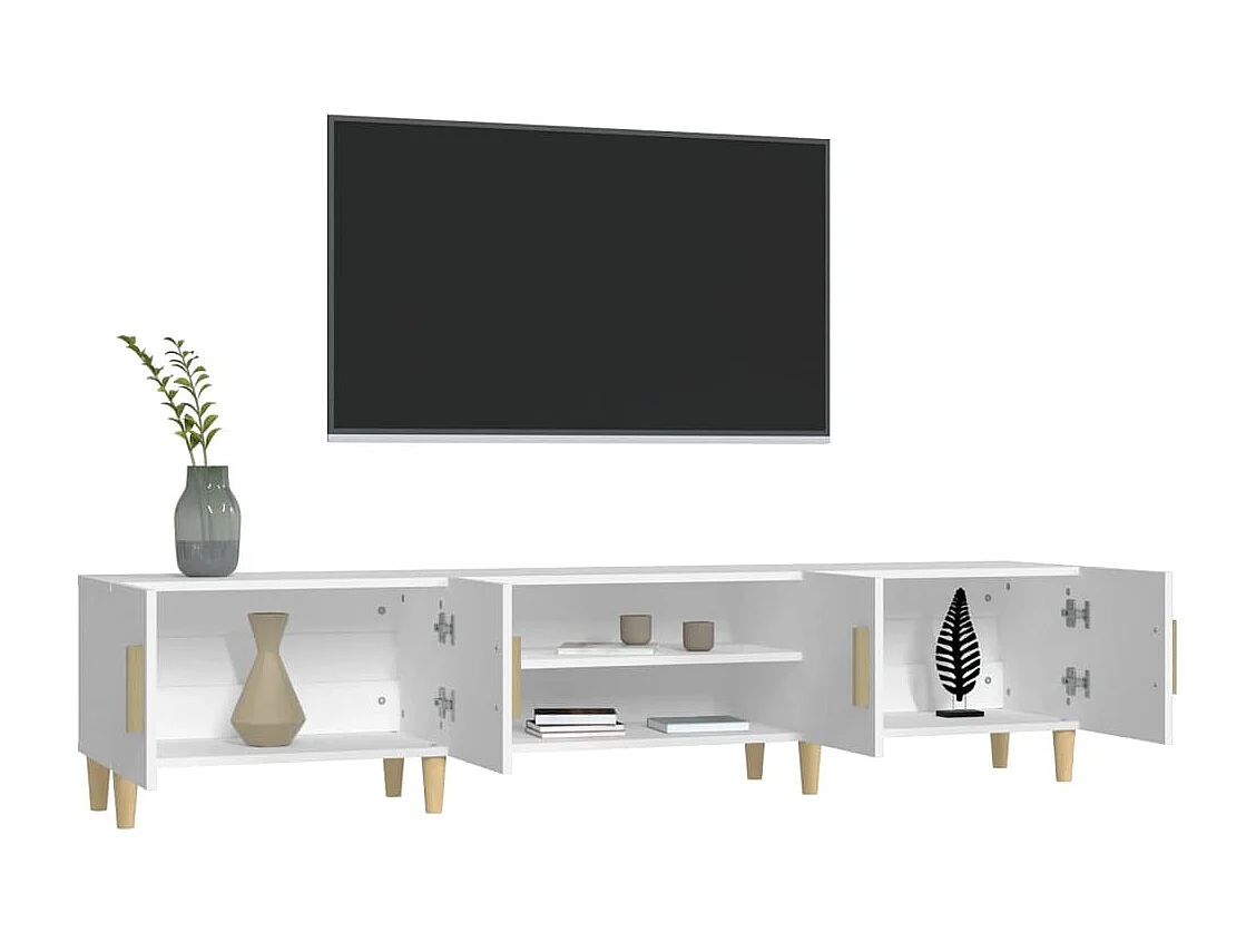 Ylenna  Meuble TV Blanc 180x31,5x40 cm Bois d'ingénierie