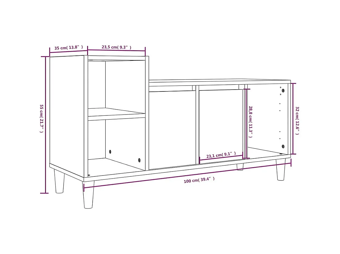 Ibtihal  Meuble TV Sonoma gris 100x35x55 cm Bois d'ingénierie