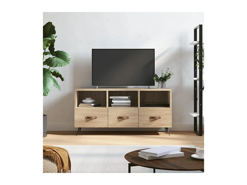 Qandrel  Meuble TV chêne sonoma 102x36x50 cm bois d'ingénierie