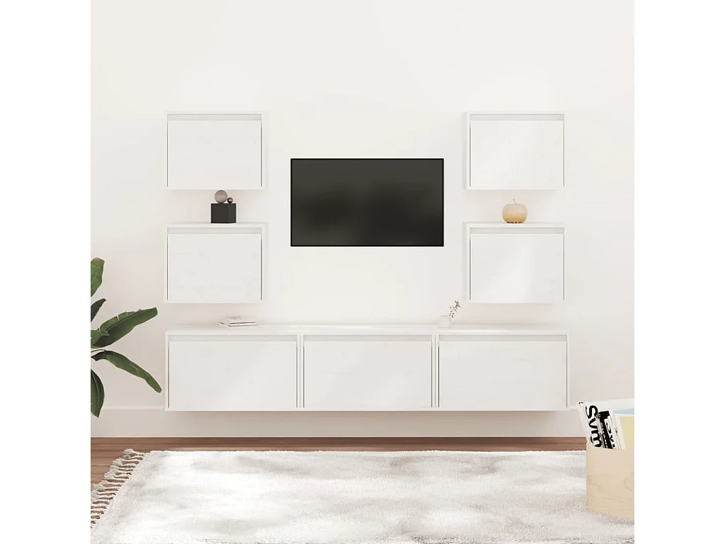 Lucas  Meubles TV 7 pcs Blanc Bois massif de pin