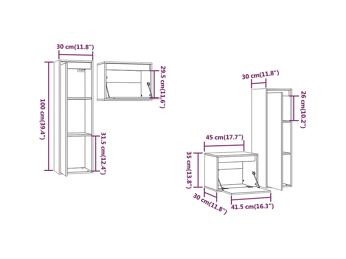 Skagen  Tv-meubelen 4 st massief grenenhout honingbruin