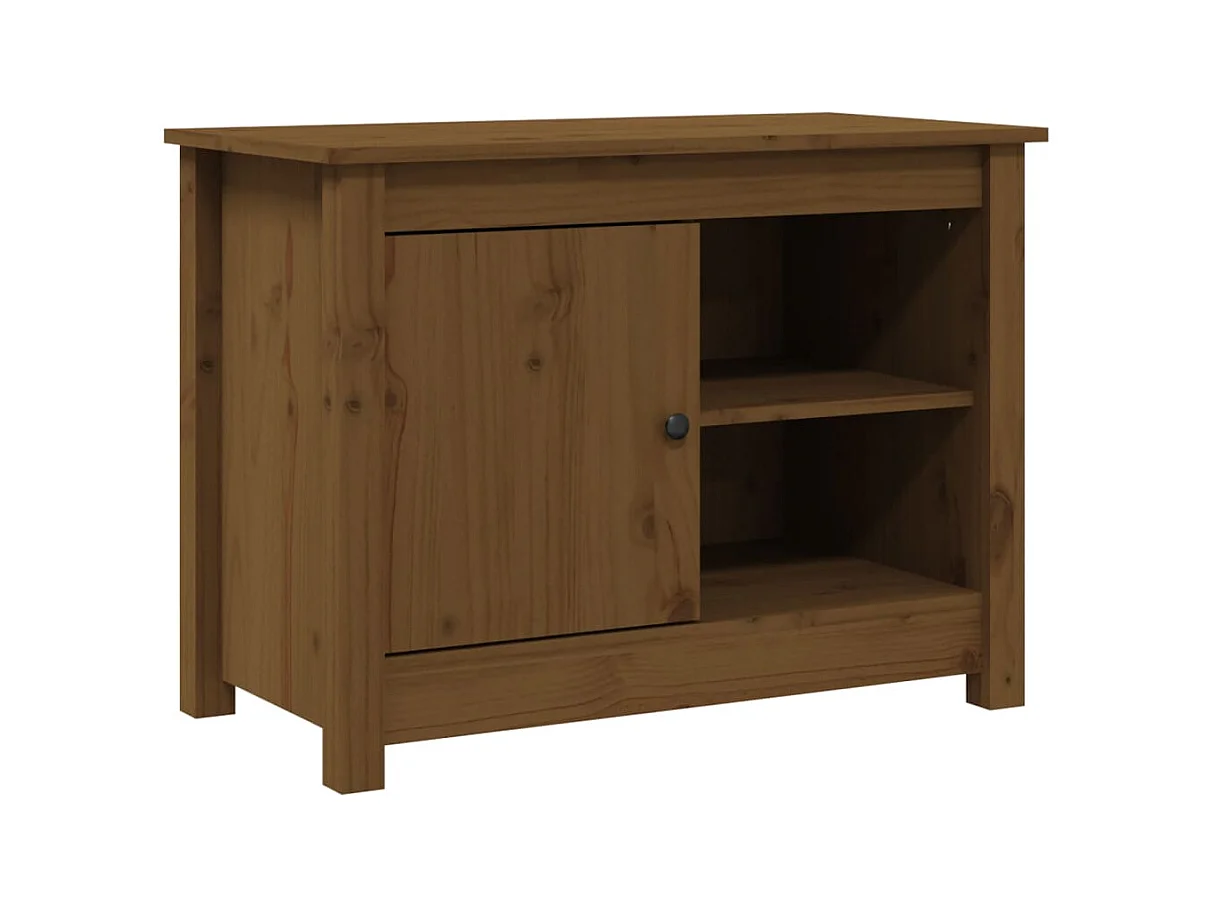 Jean-Gabriel  Mueble de TV madera maciza de pino marrón miel 70x36,5x52 cm