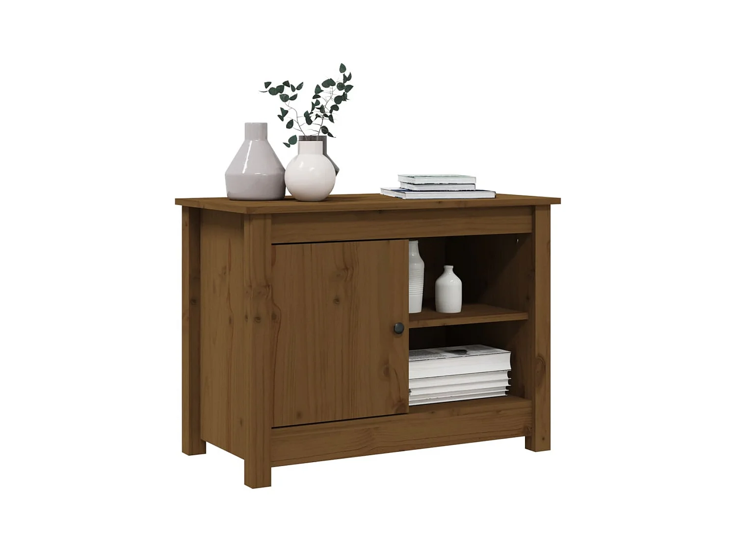 Jean-Gabriel  Mueble de TV madera maciza de pino marrón miel 70x36,5x52 cm