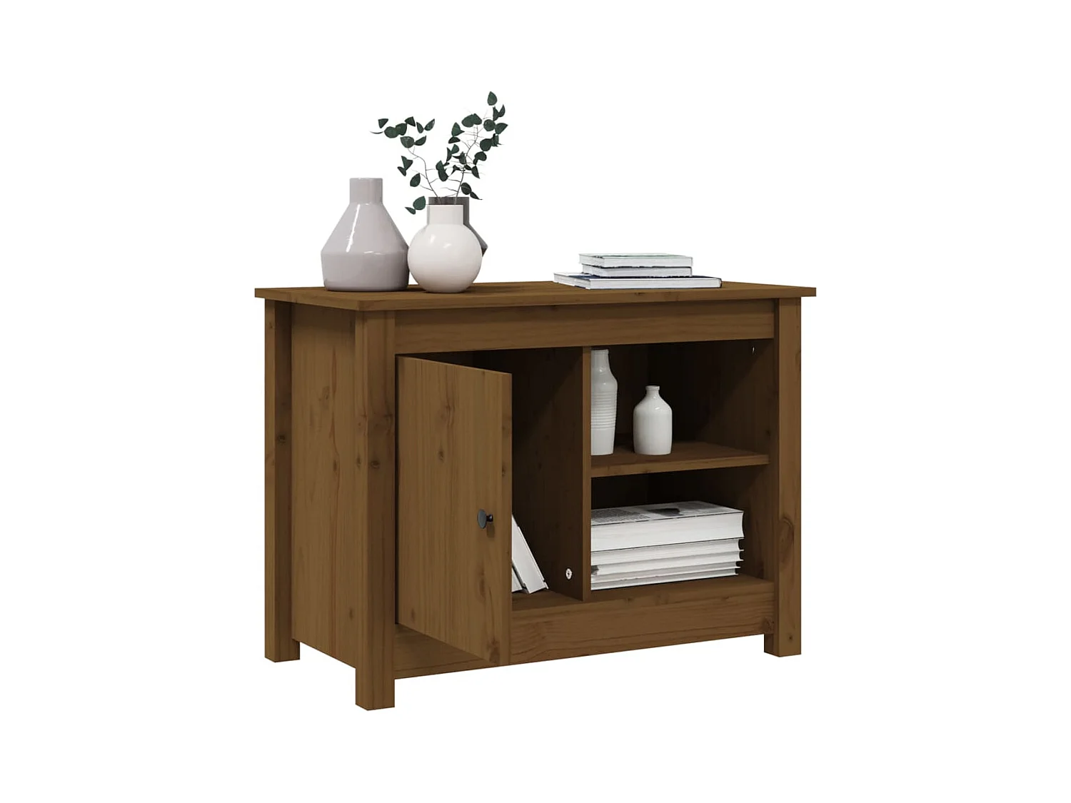 Jean-Gabriel  Mueble de TV madera maciza de pino marrón miel 70x36,5x52 cm