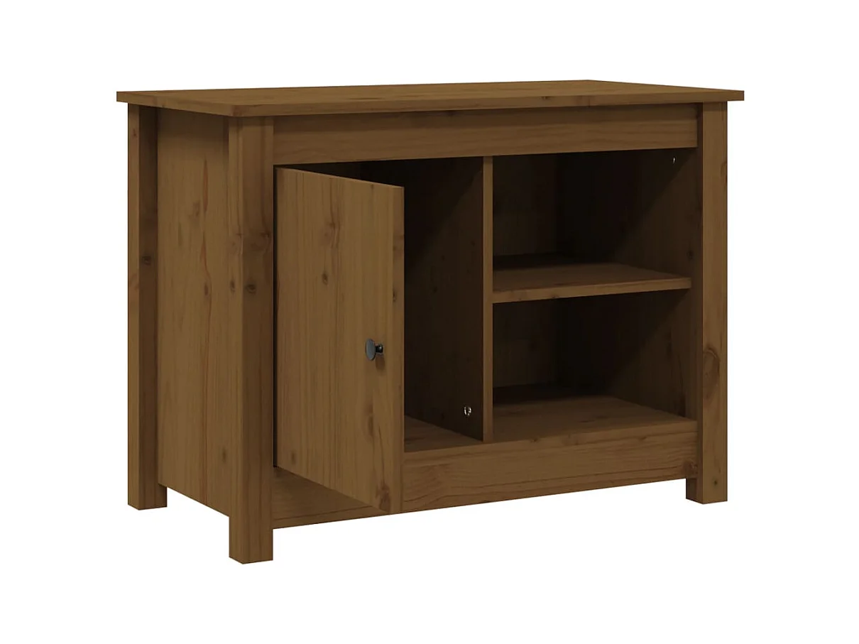 Jean-Gabriel  Mueble de TV madera maciza de pino marrón miel 70x36,5x52 cm