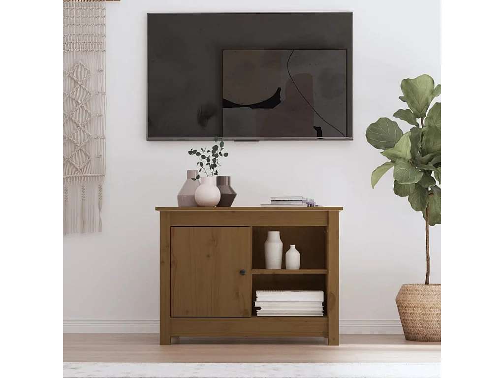 Jean-Gabriel  Tv-meubel 70x36,5x52 cm massief grenenhout honingbruin