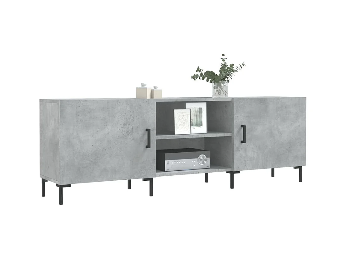 Zendra  Meuble TV gris béton 150x30x50 cm bois d'ingénierie