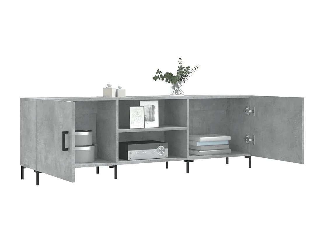 Zendra  Meuble TV gris béton 150x30x50 cm bois d'ingénierie