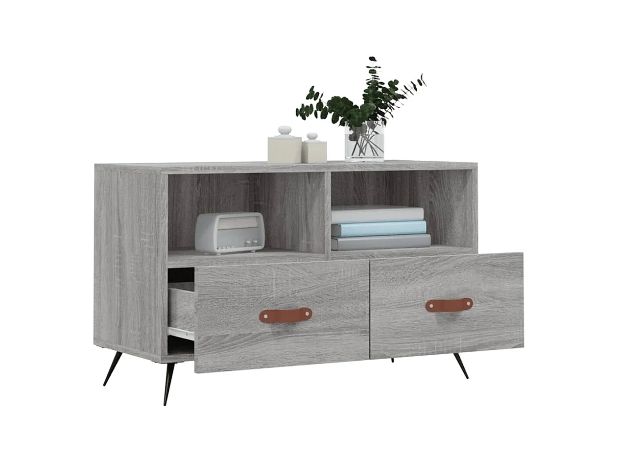 Lee  Tv-meubel 80x36x50 cm bewerkt hout grijs sonoma eikenkleurig