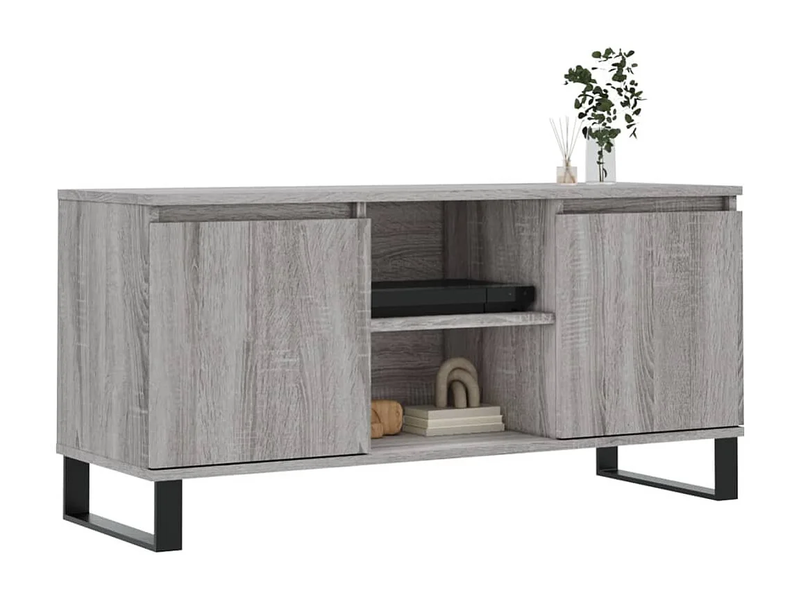 Sigtrud  Meuble TV sonoma gris 104x35x50 cm bois d'ingénierie