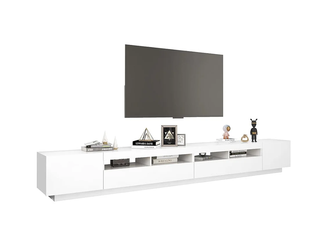 Pierre-Louis  Meuble TV avec lumières LED Blanc 300x35x40 cm