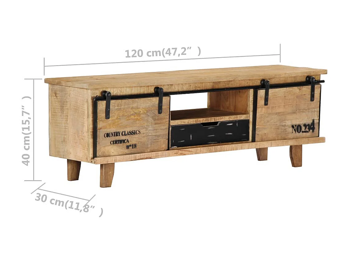 Garden Furniture -  Meuble TV 120x30x40 cm Bois massif de manguier