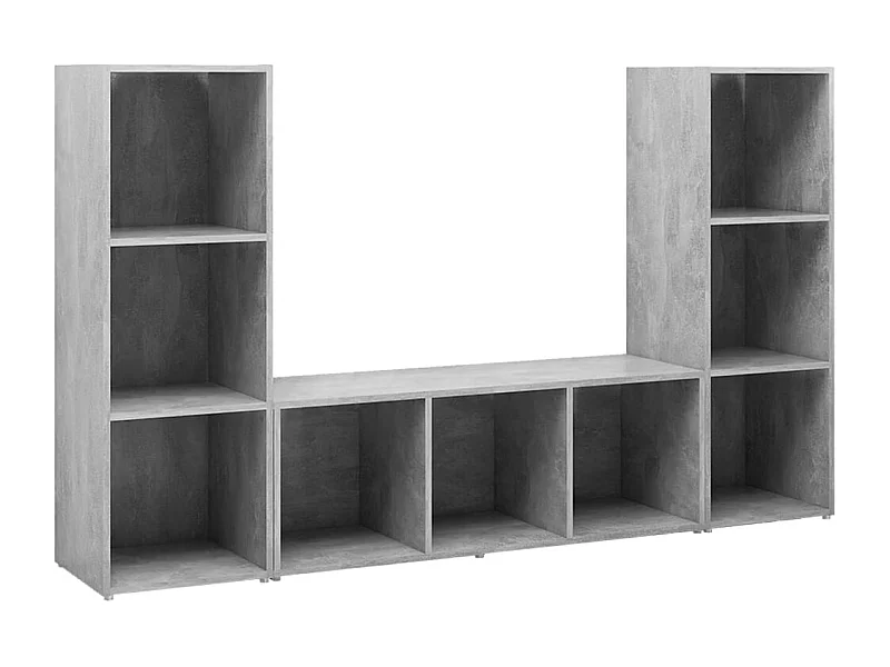 Jacques-Paul  Meubles TV 3 pcs Gris béton 107x35x37 cm Bois d'ingénierie