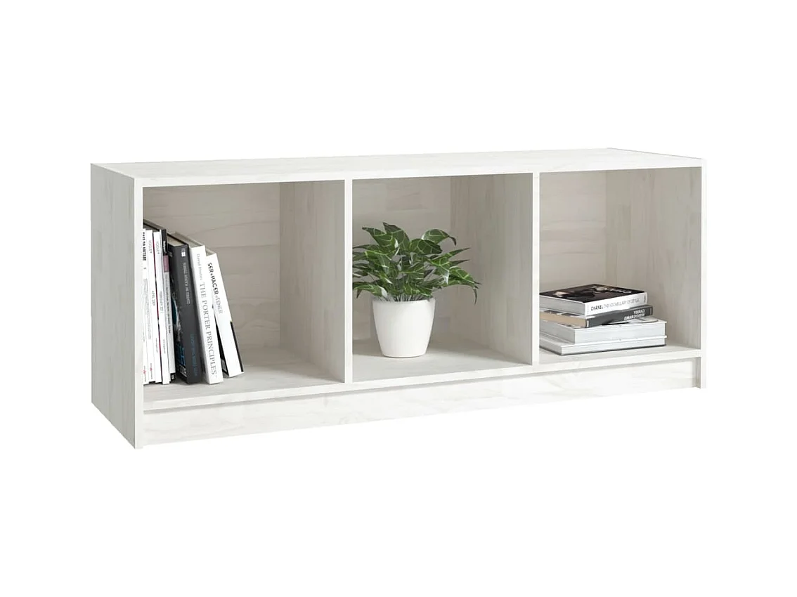 Qara  Mueble de TV madera maciza de pino blanco 104x33x41 cm