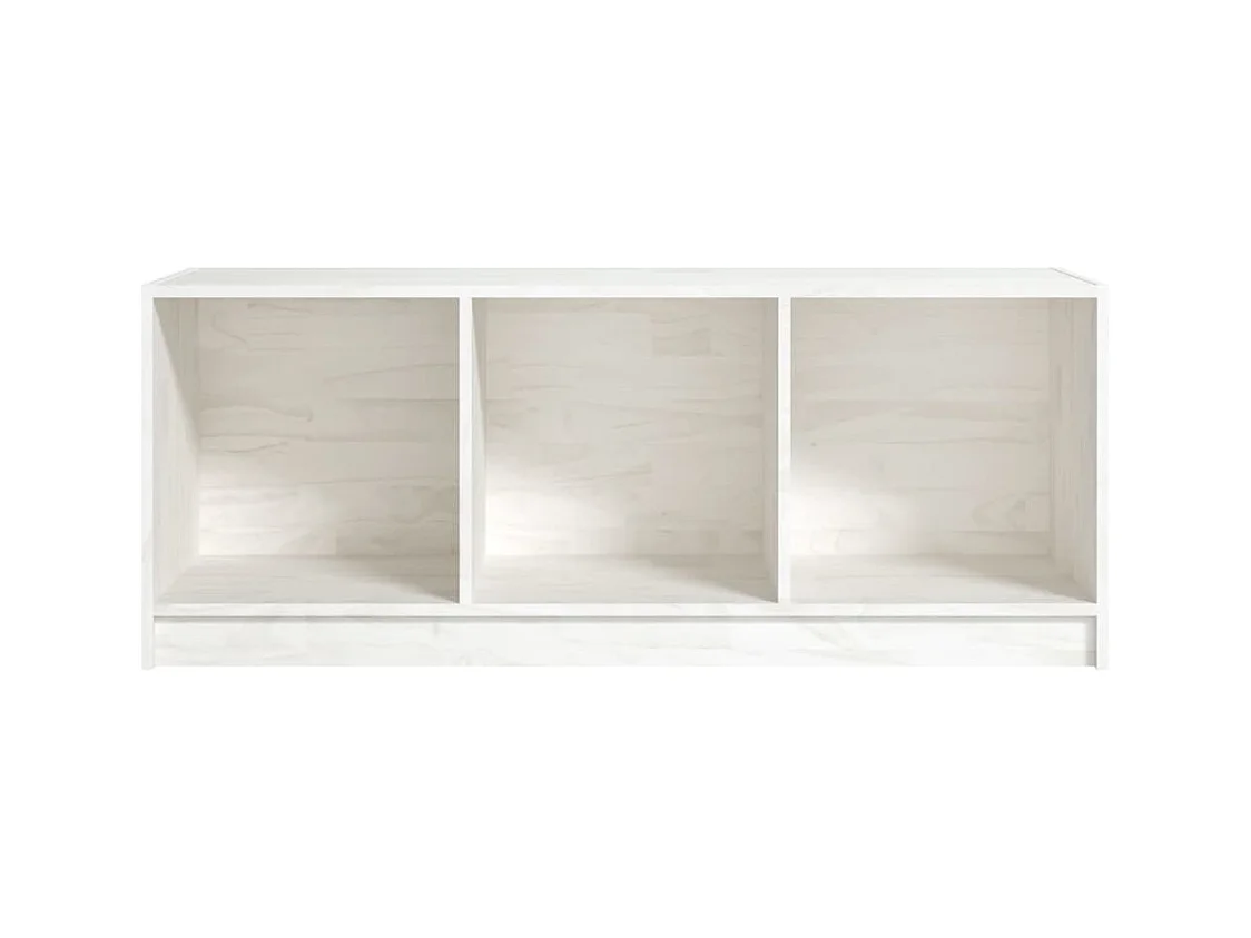 Qara  Mueble de TV madera maciza de pino blanco 104x33x41 cm
