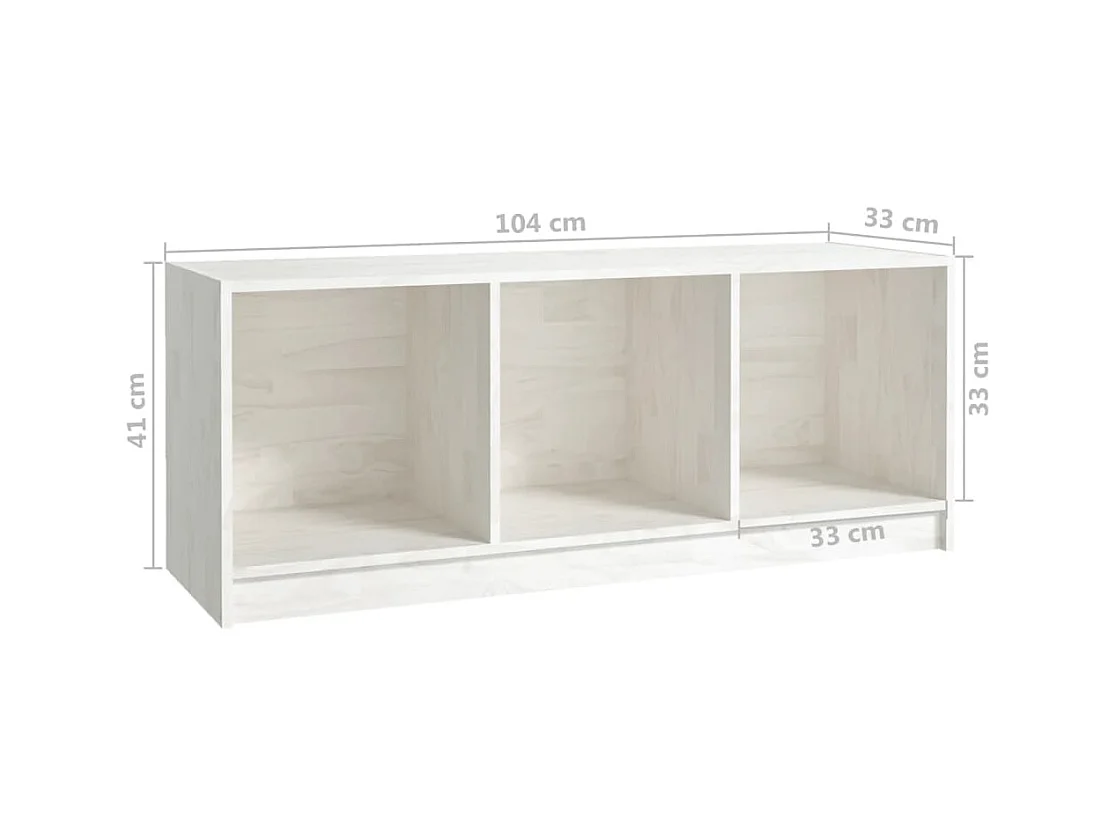 Qara  Mueble de TV madera maciza de pino blanco 104x33x41 cm