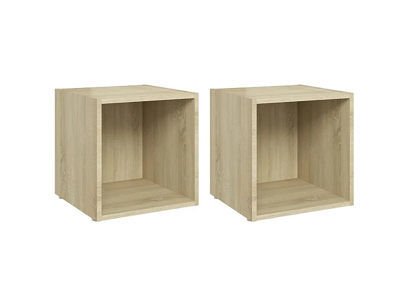 Cape Canaveral  Tv-meubelen 2 st 37x35x37 cm bewerkt hout sonoma eikenkleurig