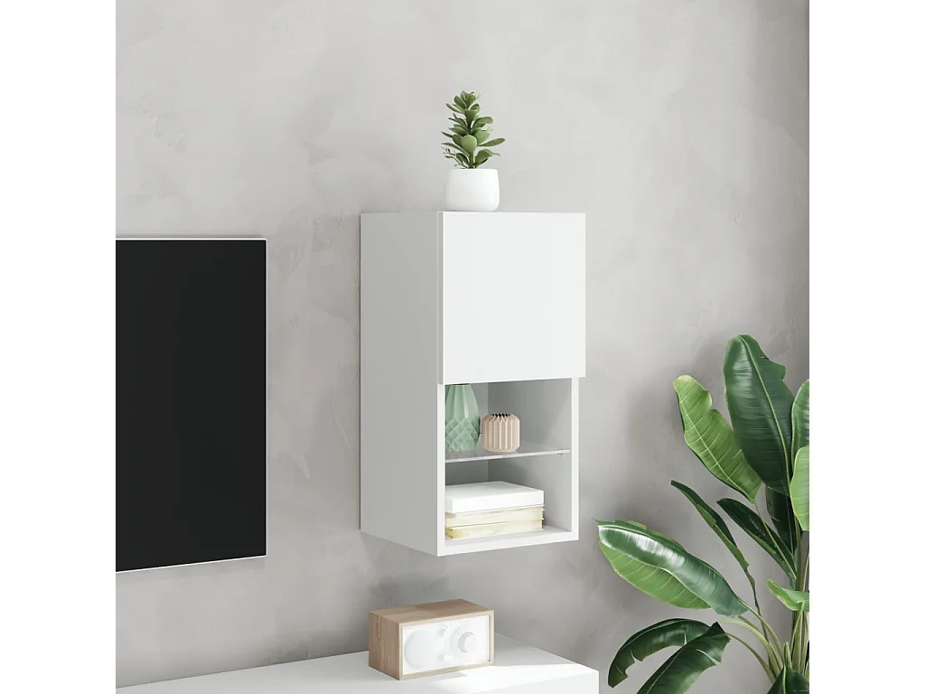 Almar  Meuble TV avec lumières LED blanc 30,5x30x60 cm