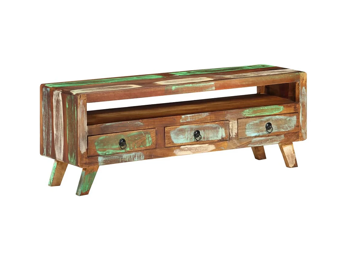 Sophie-Marie-Bernadette  Mueble de TV madera maciza reciclada multicolor 110x30x40 cm