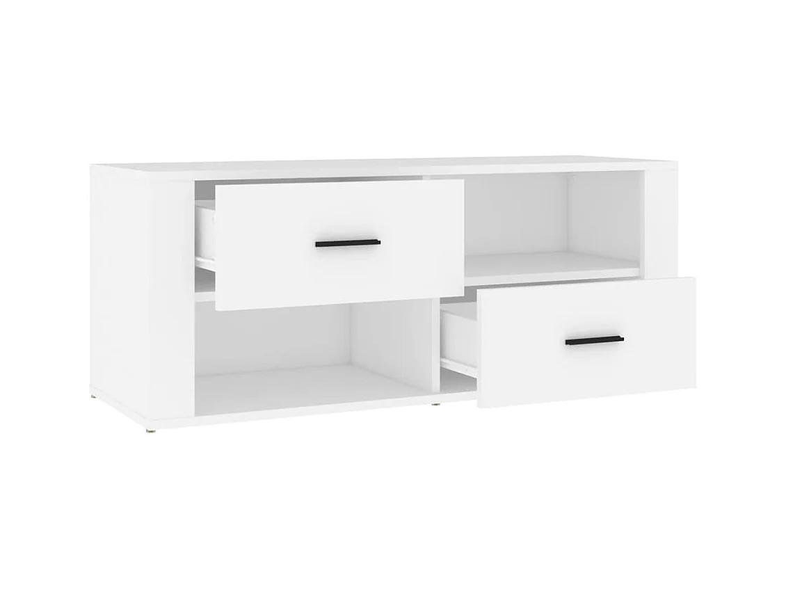 Xyra  Meuble TV Blanc 100x35x40 cm Bois d'ingénierie