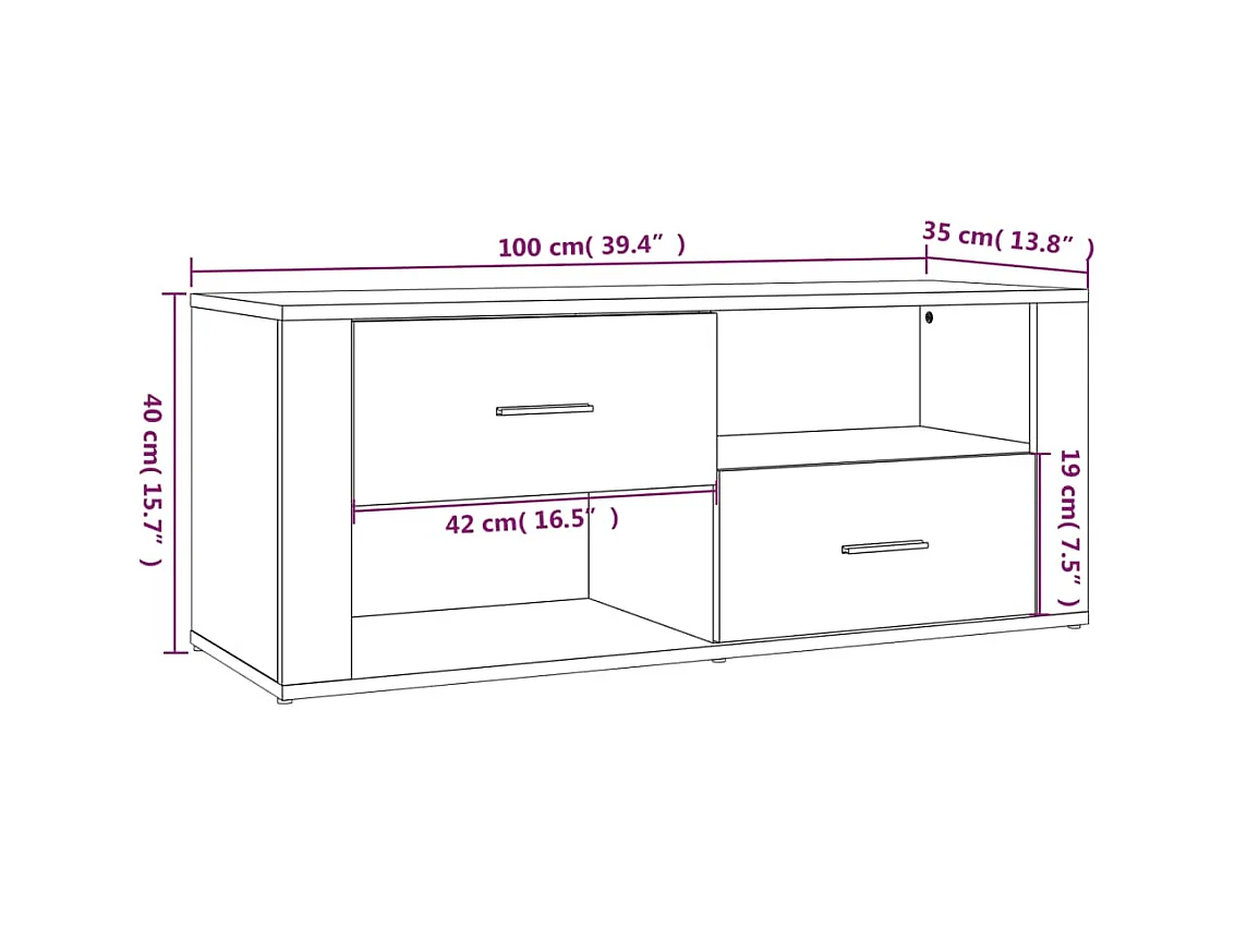 Xyra  Meuble TV Blanc 100x35x40 cm Bois d'ingénierie