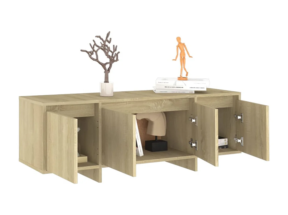 Qirin  Meuble TV chêne sonoma 120x30x40,5 cm bois d'ingénierie