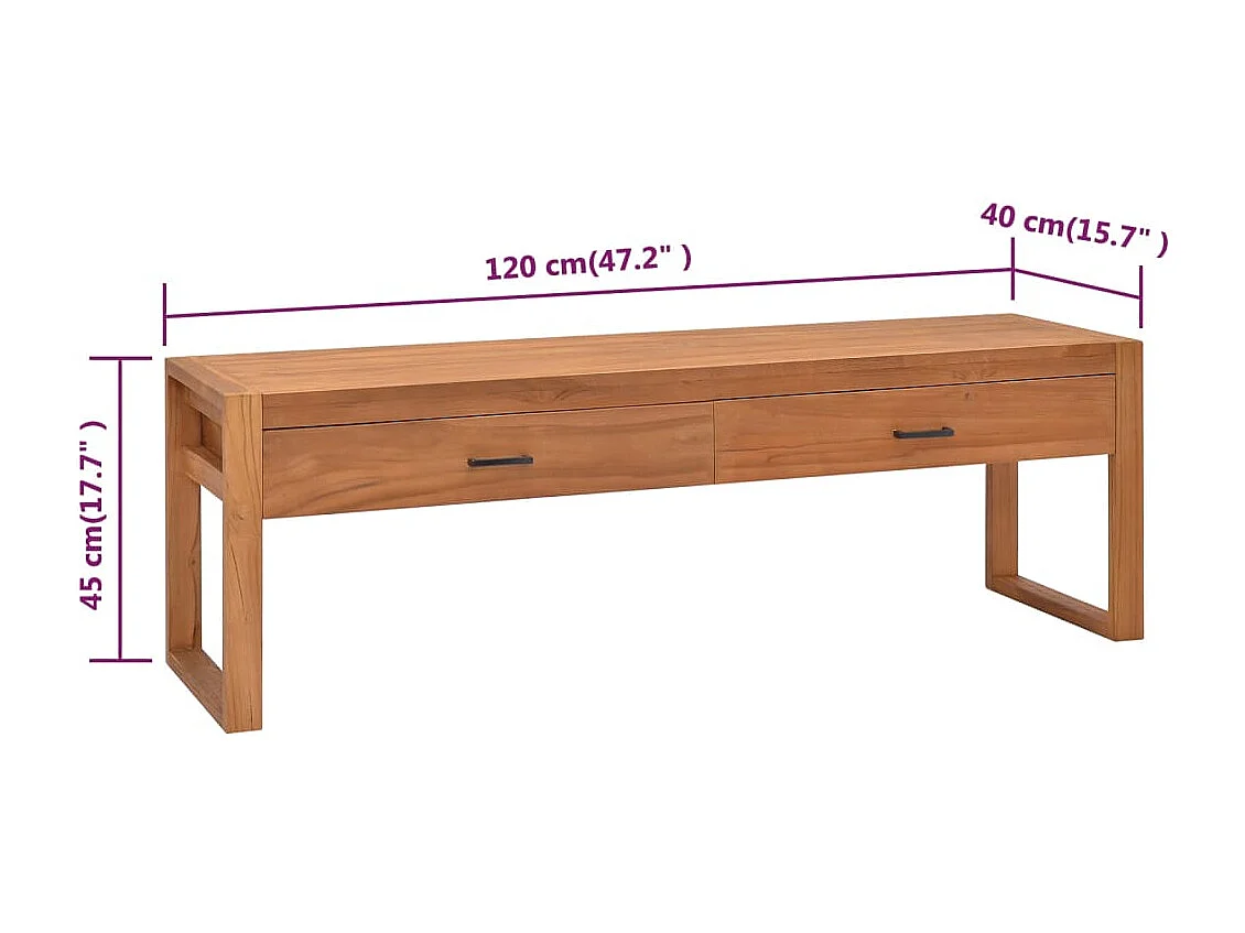 Cardington  Mueble de TV madera maciza de teca 120x40x45 cm
