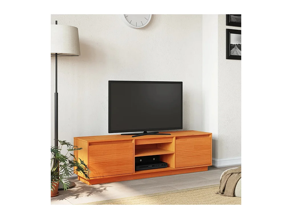 Gunes  Meuble TV cire marron 140x35x40 cm bois pin massif