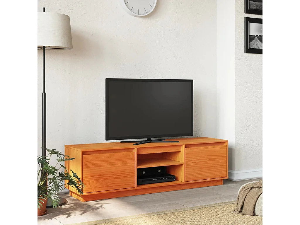 Gunes  Meuble TV cire marron 140x35x40 cm bois pin massif