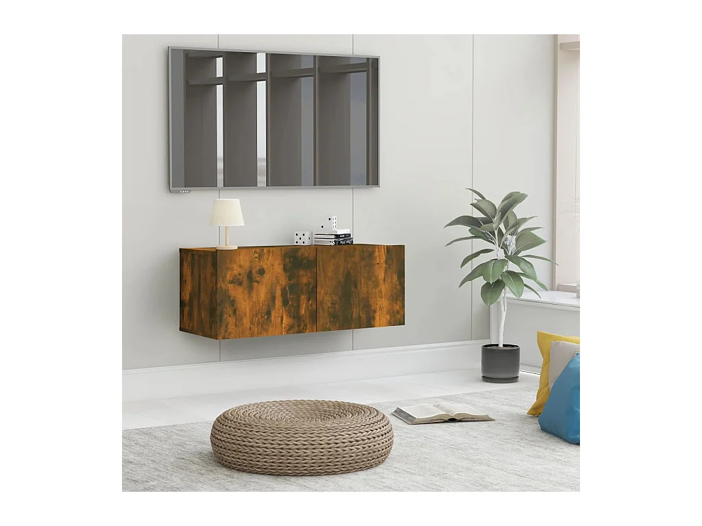 Ballinger  Meuble TV chêne fumé 80x30x30 cm bois d'ingénierie