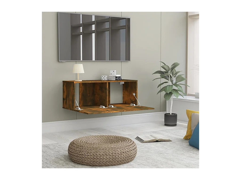 Ballinger  Meuble TV chêne fumé 80x30x30 cm bois d'ingénierie