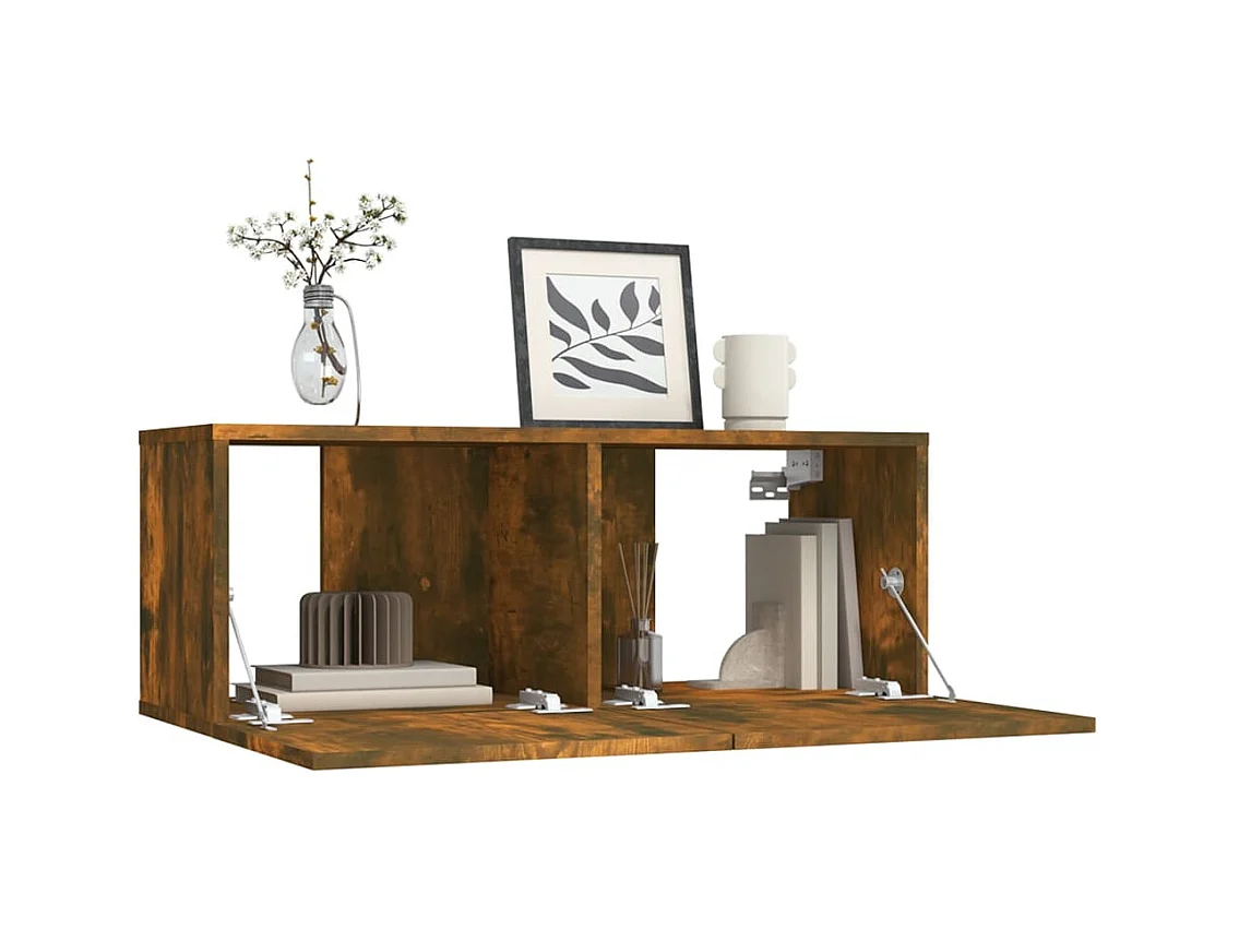 Ballinger  Meuble TV chêne fumé 80x30x30 cm bois d'ingénierie