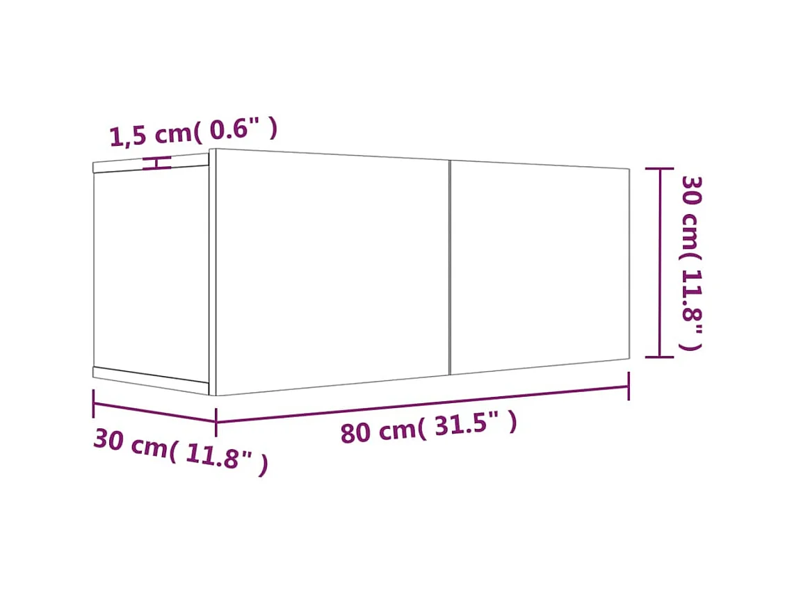 Ballinger  Meuble TV chêne fumé 80x30x30 cm bois d'ingénierie