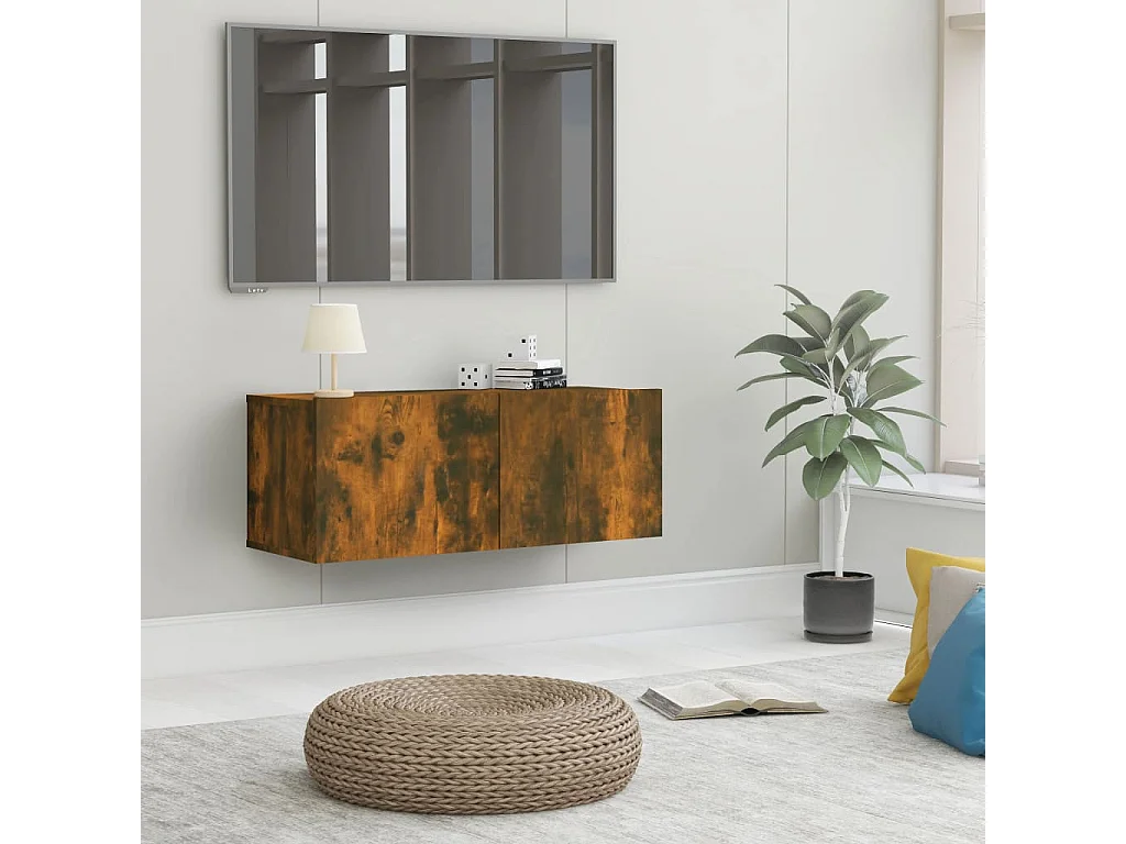 Ballinger  Meuble TV chêne fumé 80x30x30 cm bois d'ingénierie