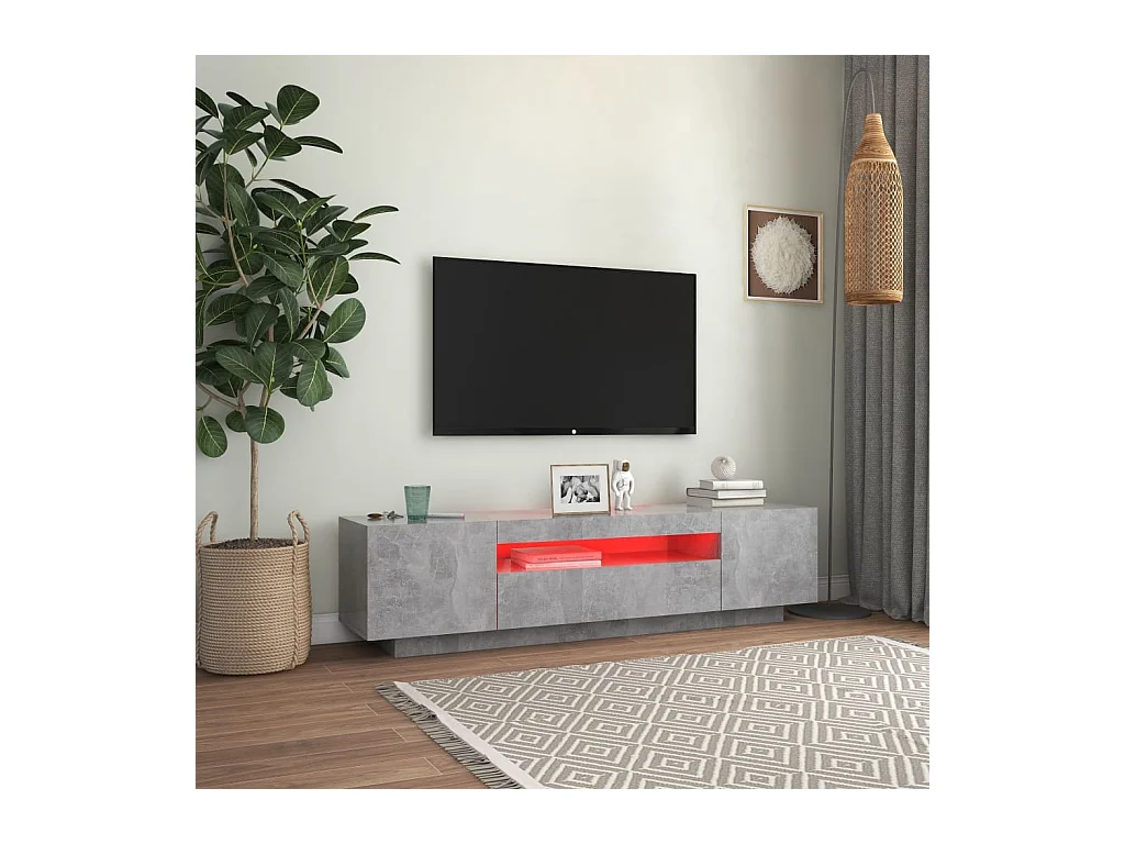 Crescent City  Meuble TV avec lumières LED gris béton 160x35x40 cm