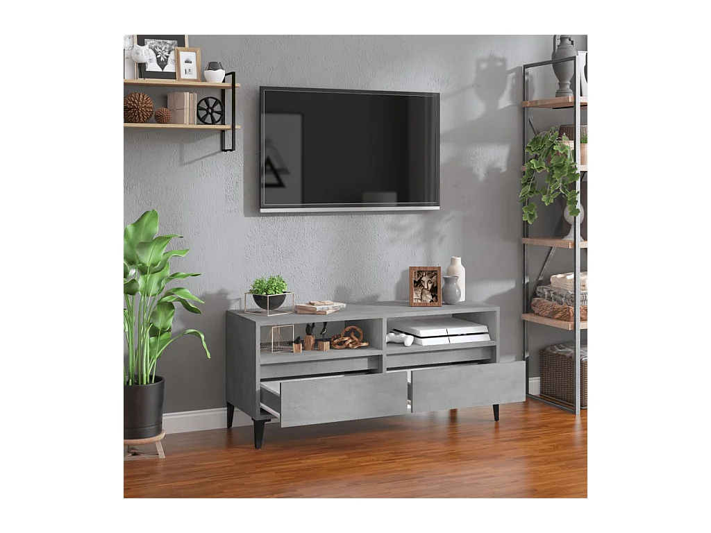 Simon-Pierre  Meuble TV gris béton 100x34,5x44,5 cm bois d'ingénierie