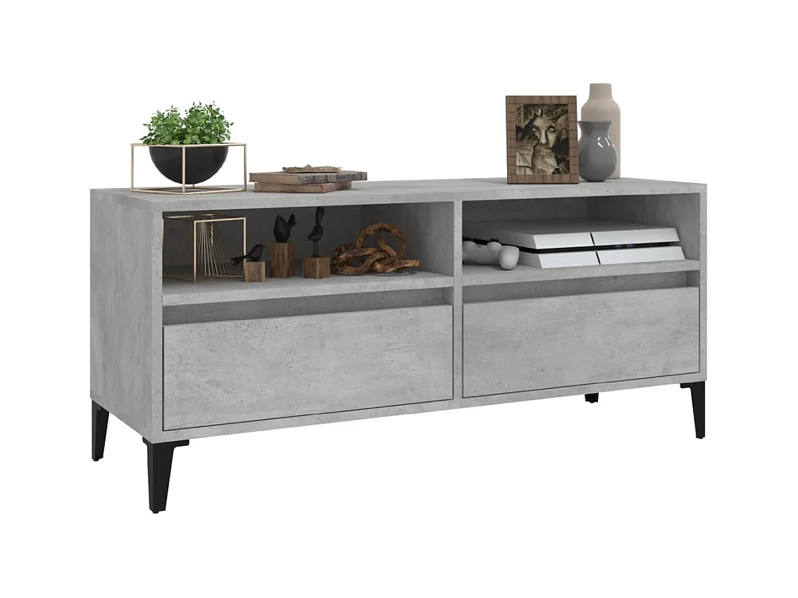 Simon-Pierre  Meuble TV gris béton 100x34,5x44,5 cm bois d'ingénierie