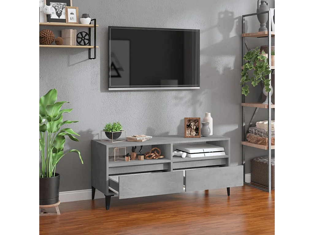 Simon-Pierre  Meuble TV gris béton 100x34,5x44,5 cm bois d'ingénierie